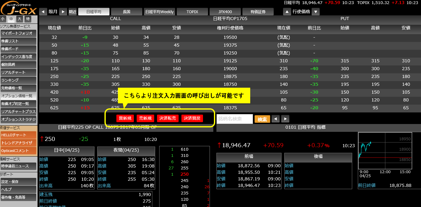 オプション価格一覧